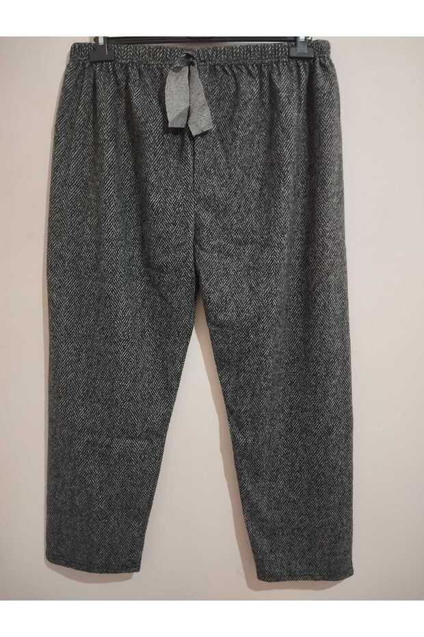 Winter, Cashmere Fabric, High Waist, Elastic, Straight Wide Leg Pants