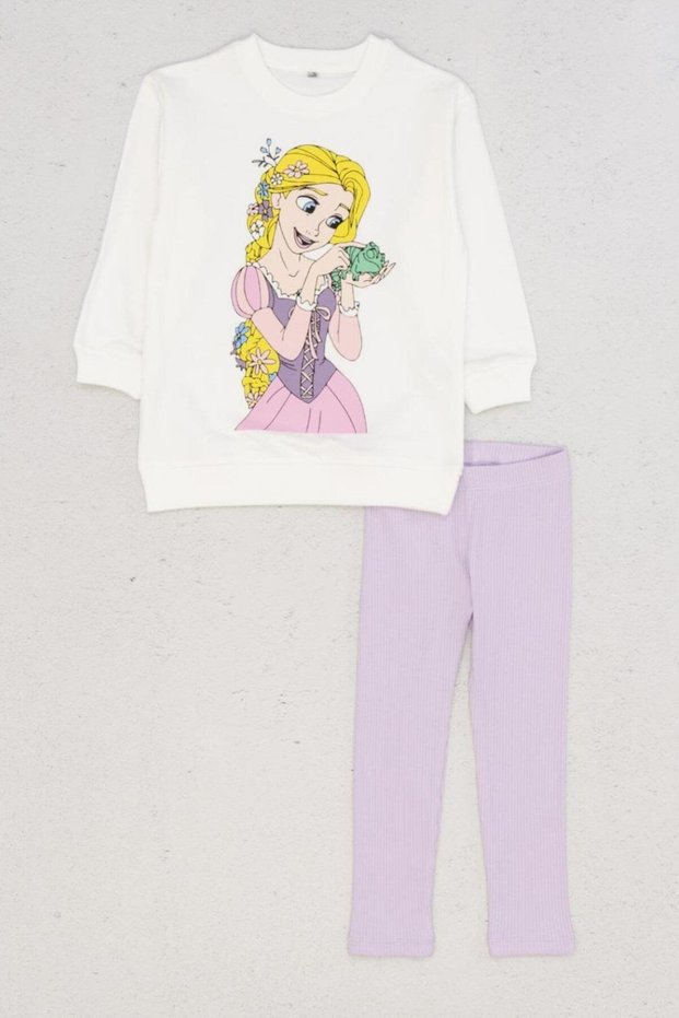 Mojo Girl's 3-8 Years Old Rapunzel Printed Tights Suit 9641 Lilac
