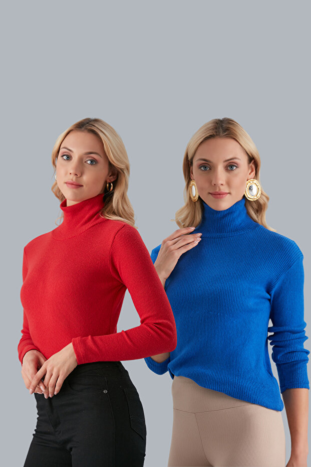 Thick Sweater 2-Piece Ready-To-Wear Pack Seasonal Savior Piece Cotton Turtleneck Ribbed Slimfit