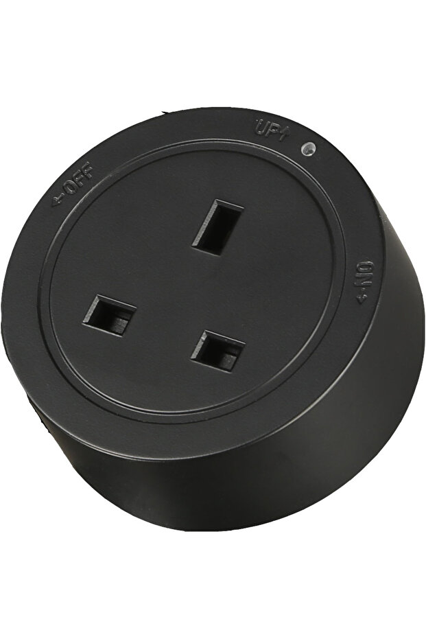 A movable electrical socket designed for use with a Power Track system. It is flexible. - 2