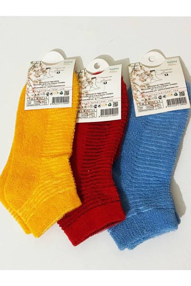 Triple Set of Towel Booties Women's Socks Set Multi-Colored
