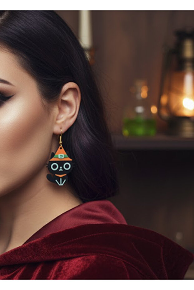 Witch Cat Earrings - 2