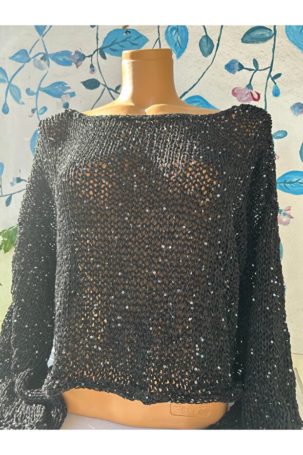 butik el örgüsü pullu bluz - 1