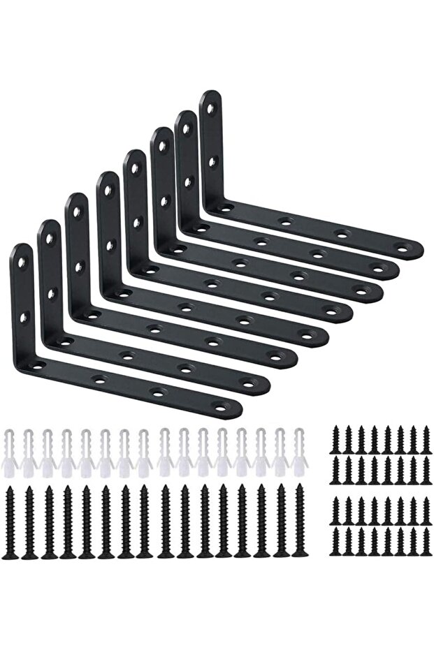 8-piece corner bracket heavy-duty black steel L-shaped corner bracket