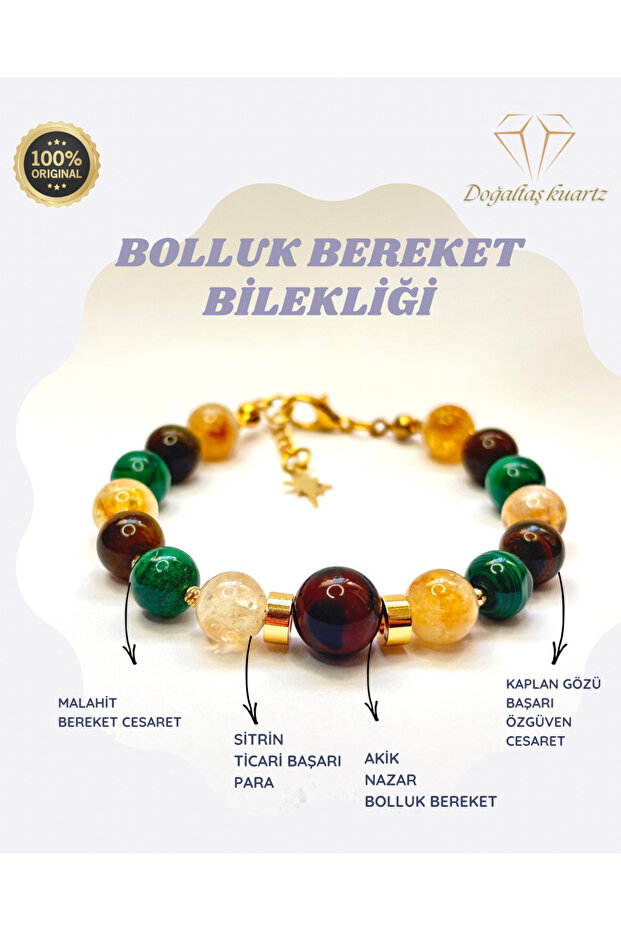 Abundance and Prosperity Natural Stone Bracelet. Certified Original Natural Stone