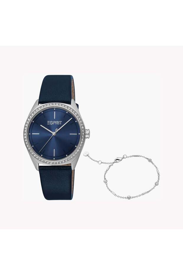 Women's Blue Leather Watch, Blue Dial | Es1l196m0035