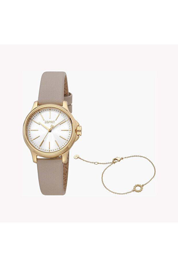 Women's Brown Leather Watch, Silver Dial | ES1L144L2025