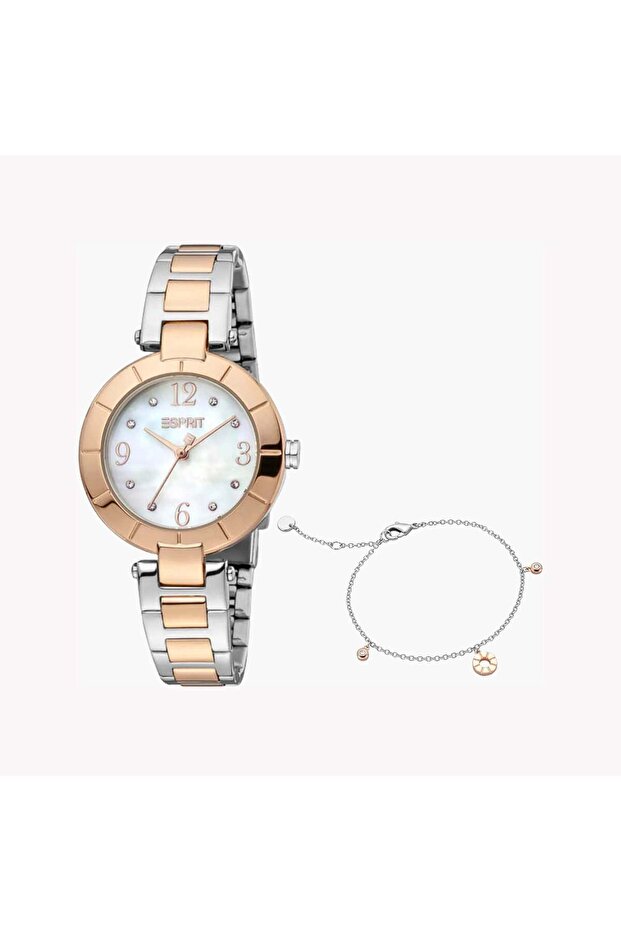 Women's Silver & Rose Gold Watch, White Dial | Es1l103m0035