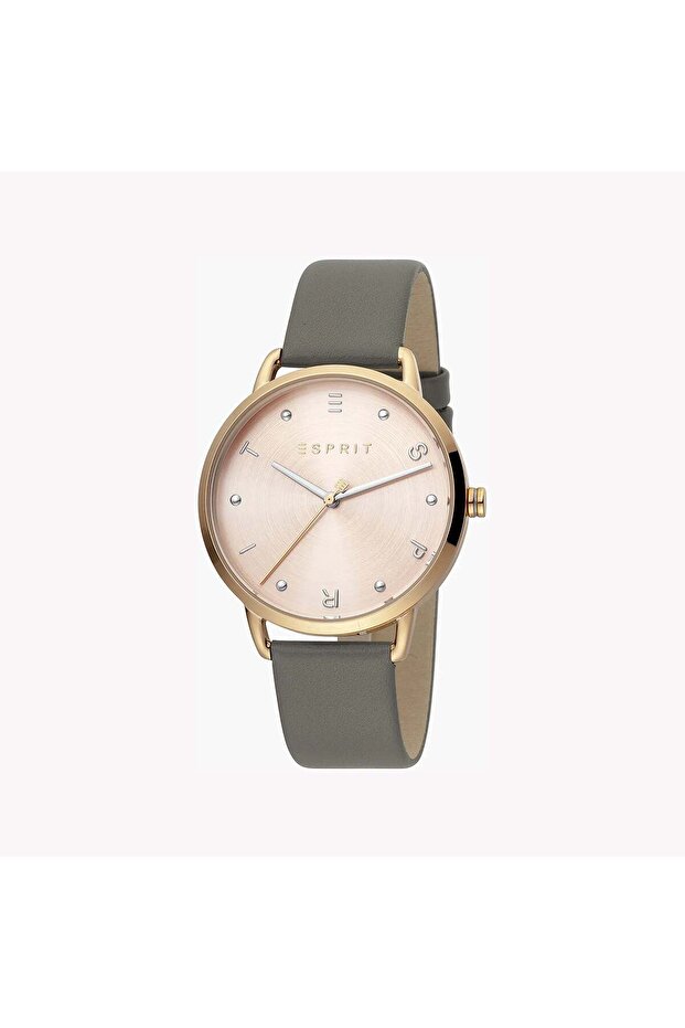 Women's Grey Leather Watch, Rose Gold Dial | Es1l163m0055