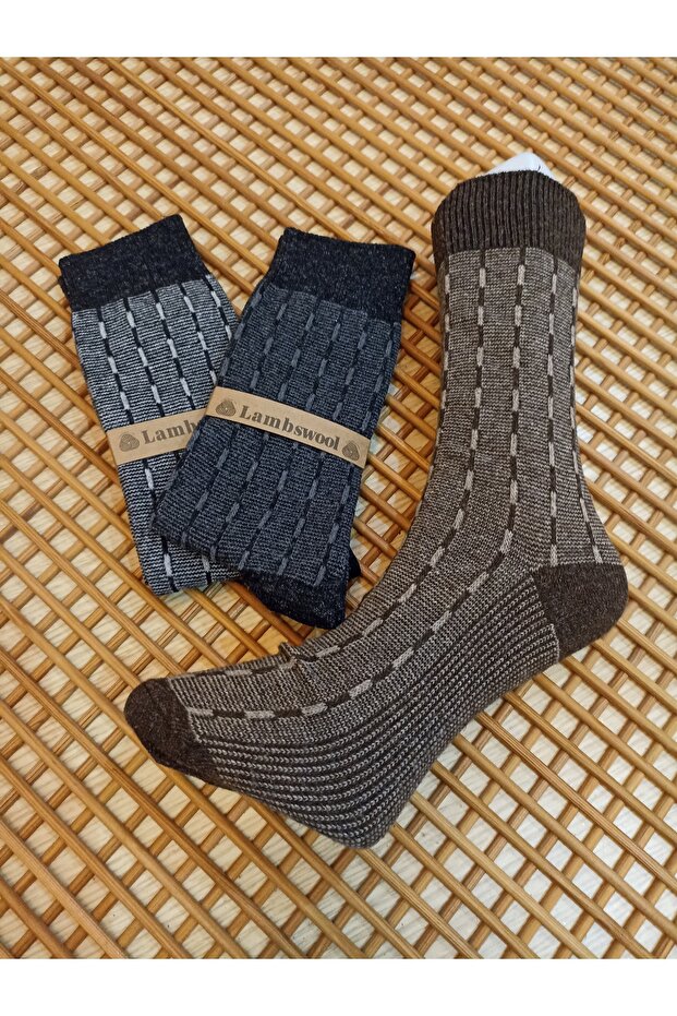 Lambswool Patterned 3-Piece Men's Socks - 1