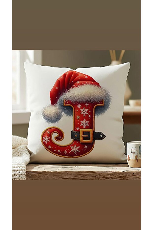 New Year Red Beret Belted Letter Throw Pillow Cover