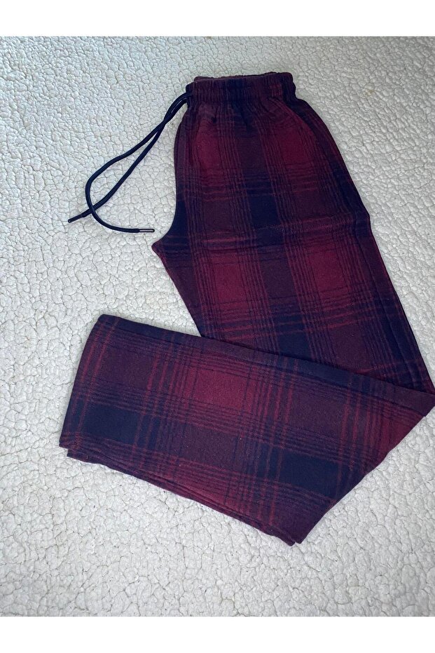 Jacquard Fabric Winter Women's Men's Unisex Burgundy Tracksuit & Pajama Bottoms