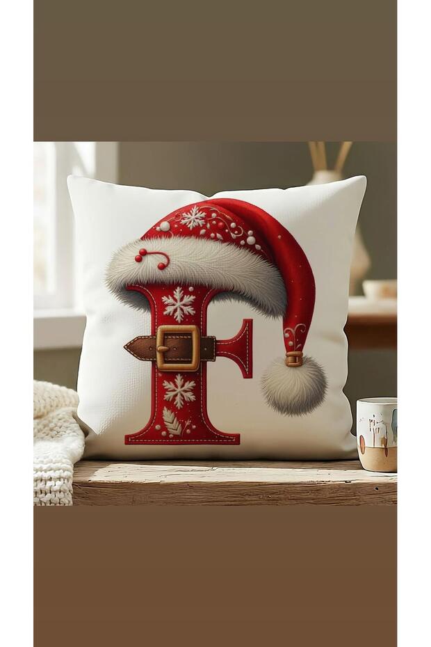 New Year Red Beret Belted Letter Throw Pillow Cover