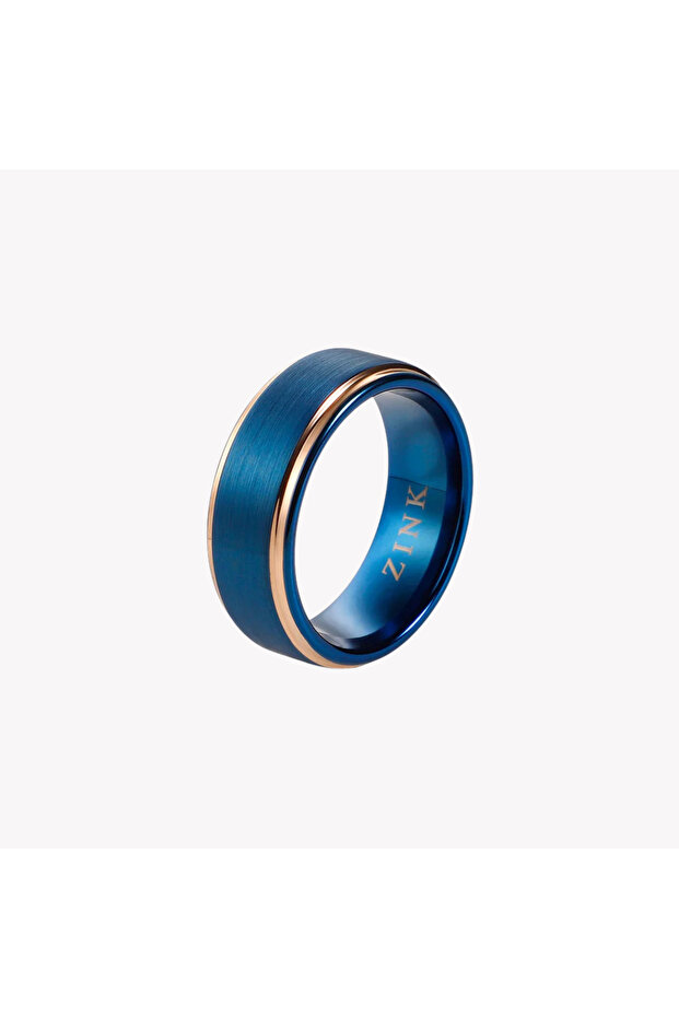 Men's Blue & Rose Gold Stainless Steel Ring | Zjrg030tbl