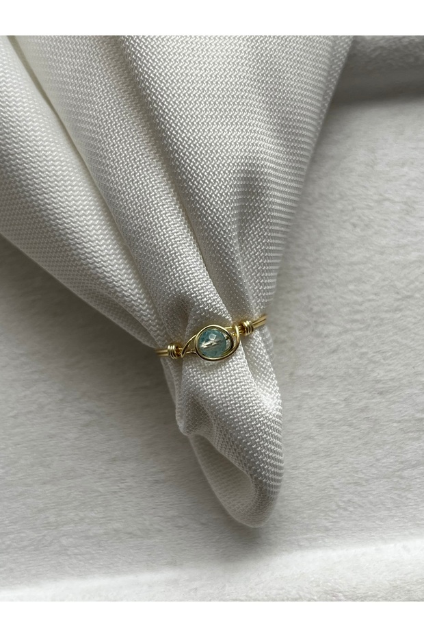 Topaz Stone Minimal Gold Color Wire Ring Handmade