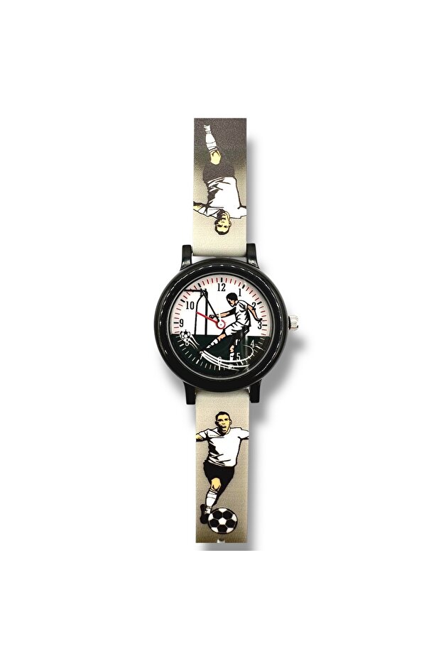 FM ANALOG KIDS WRISTWATCH WITH SOCCER FIGURE BLACK AND WHITE