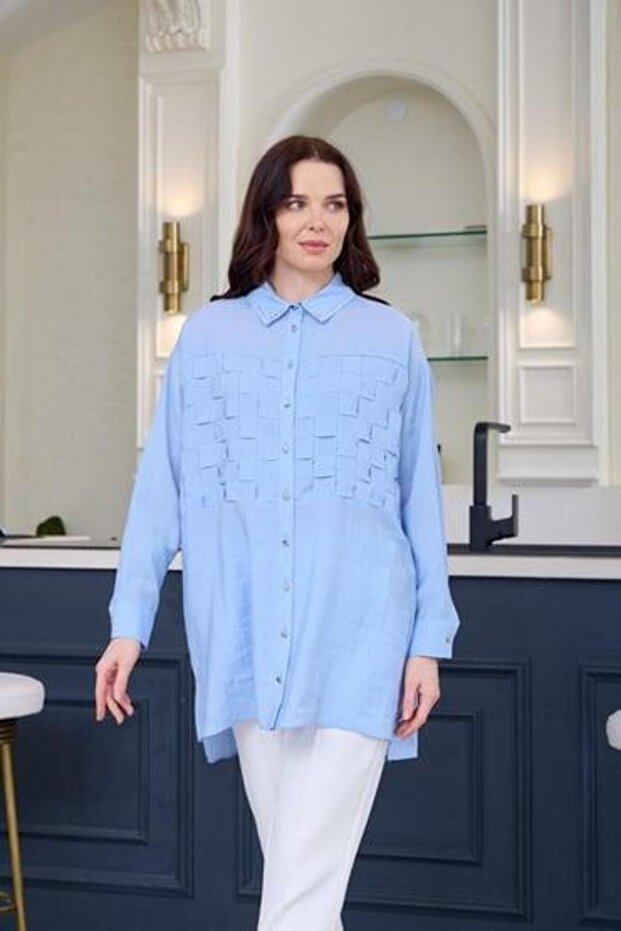 MARWA BY MOODBASİC ŞERİT GEÇİŞLİ İPEK CUPRA GÖMLEK - 5