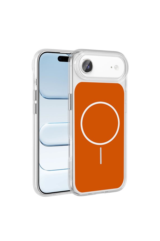 iPhone 17 Air Case Metal Button Design Zore Iconic Hard Silicone Cover - Tur