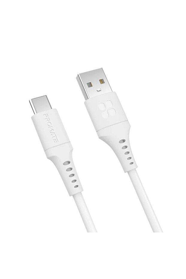 Ultra-Fast USB-A to USB-C Soft Silicone cable 200 cm White