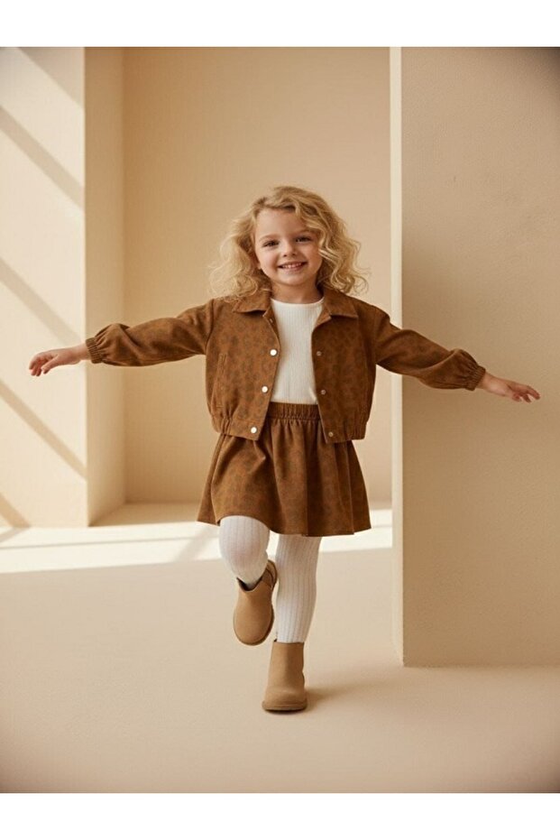 طقم جاباردين بنقشة الفهد مكون من 3 قطع - 1