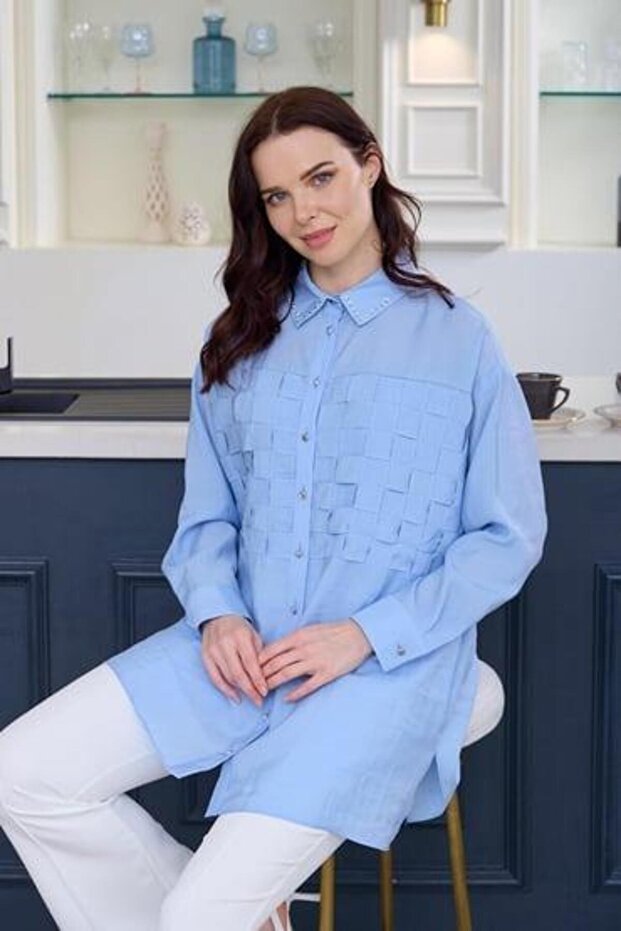 MARWA BY MOODBASİC ŞERİT GEÇİŞLİ İPEK CUPRA GÖMLEK - 2