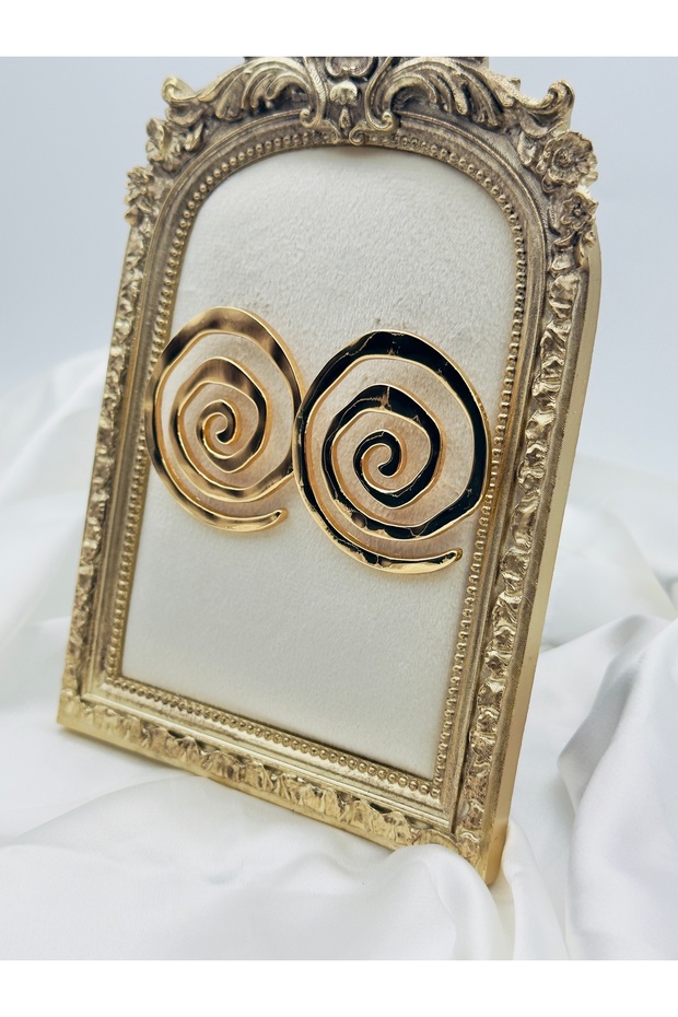 Gold Spiral Shaped Modern Earrings – Artistic and Bold Elegance | Special Boxed