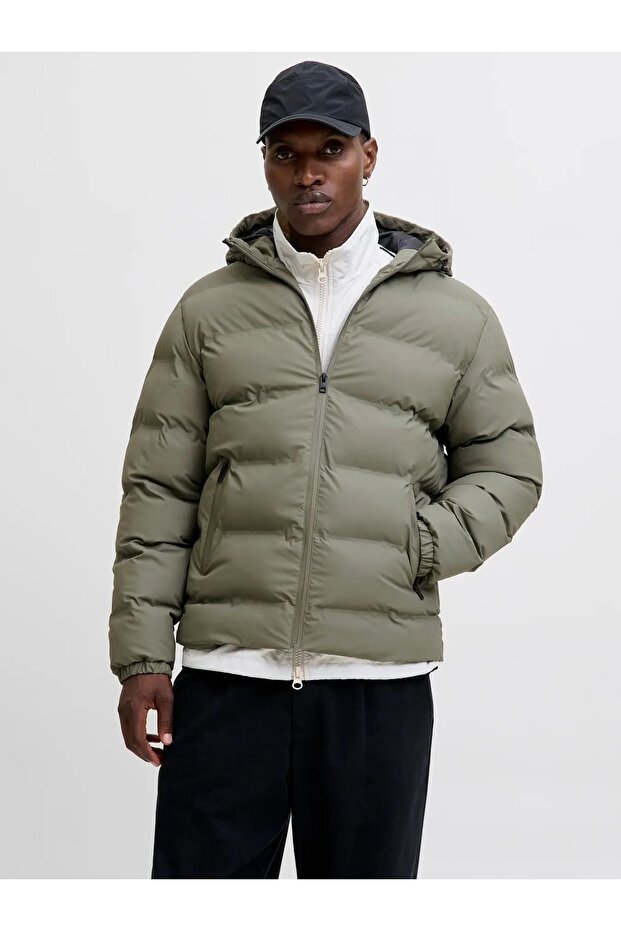 Jack Jones Element Pu Puffer Yeşil Şişme Erkek Mont Ceket 12279239 - 5