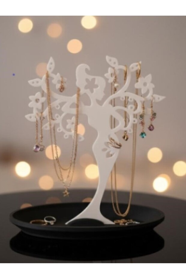 Jewelry Organizer in Sculpture Aesthetics: Artistic Female Silhouette Earring/Necklace Hanger and Ring Stand