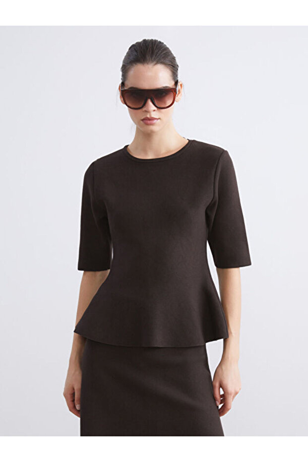 Zero Roba Collar Peplum Women's Knitwear Sweater from Uzg Store for Style Enthusiasts