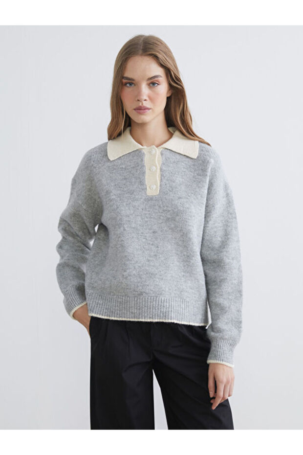 Esvab • Modern & Distinctive Devrik Roba Collar Loose Fit Women's Knitwear Sweater