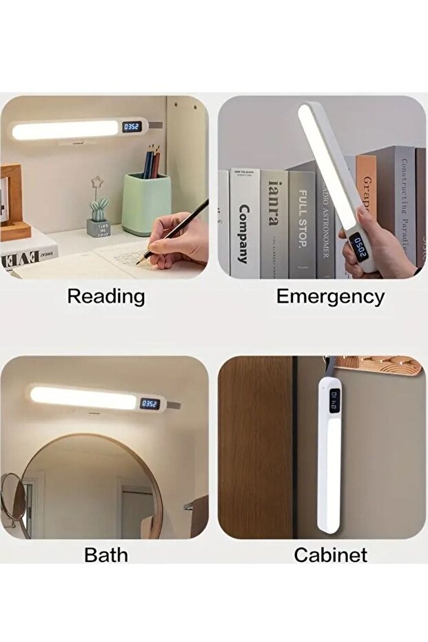 Rechargeable LED Reading Table Lamp With Clock and 3 Color Modes Stepless Dimming Remote Contro - 3
