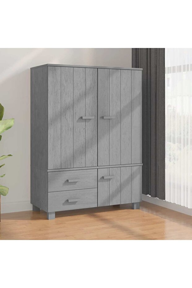 Wardrobe HAMAR Dark Grey 99x45x137 cm Solid Wood Pine