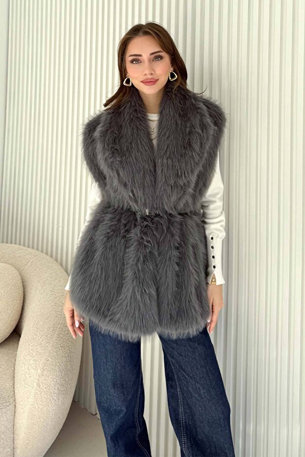 Belted Fur Vest 32-3705