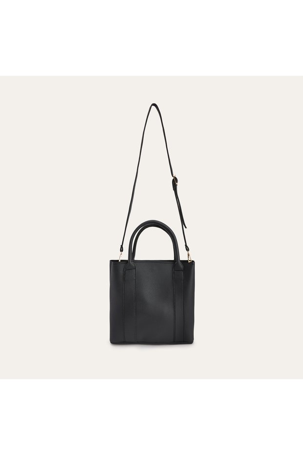 Women's Black Leather Look Shoulder Bag