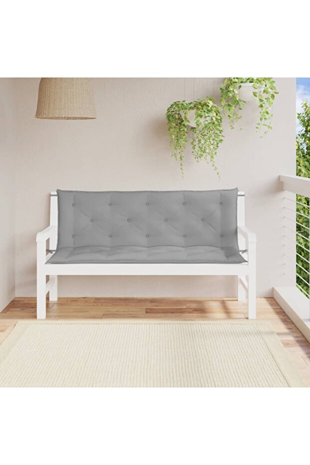 Garden Bench Cushions 2pcs Grey 200x50x7cm Oxford Fabric