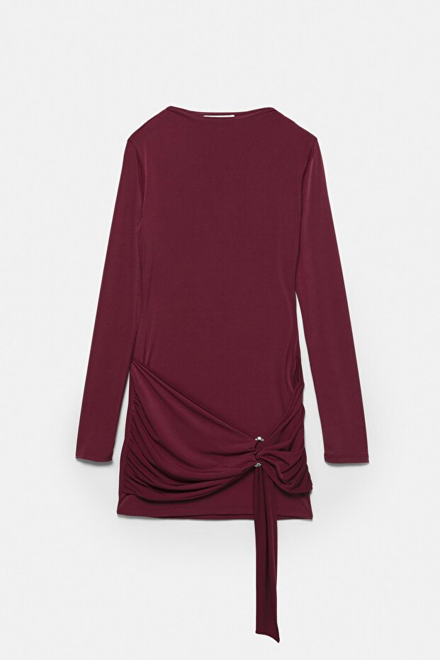 Kısa pareo aplikeli elbise - 6