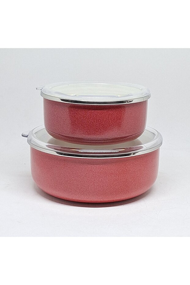 Emaye Evi̇m 14-18 cm Double Red Enamel Storage Bowl