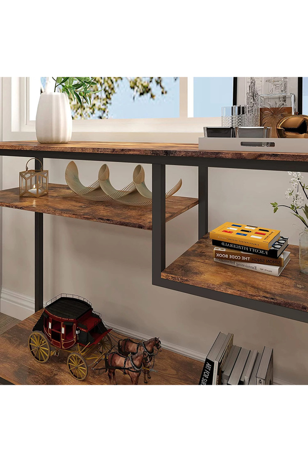 120*30*90cm Console Table with Power Outlet Sofa Table with Storage Shelf and Entryway Table - 6