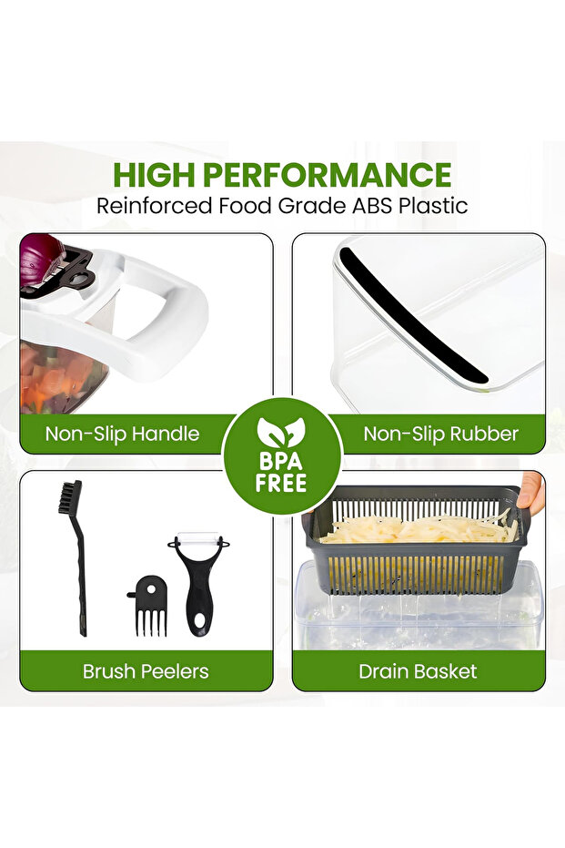 مفرمة خضراوات 22 في 1 مع حاوية - قطاعة ماندولين متعددة الوظائف ومفرمة بصل - 2