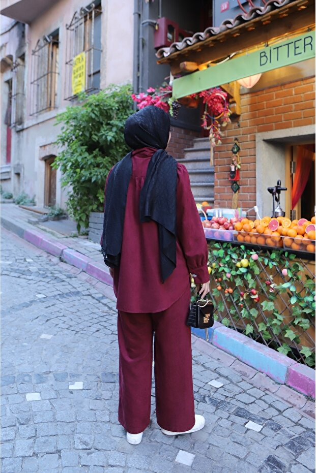 Buttoned Suede Set - 5