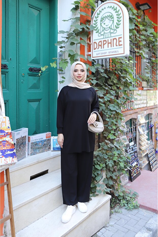 طقم مودال بسحاب وجيوب جانبية