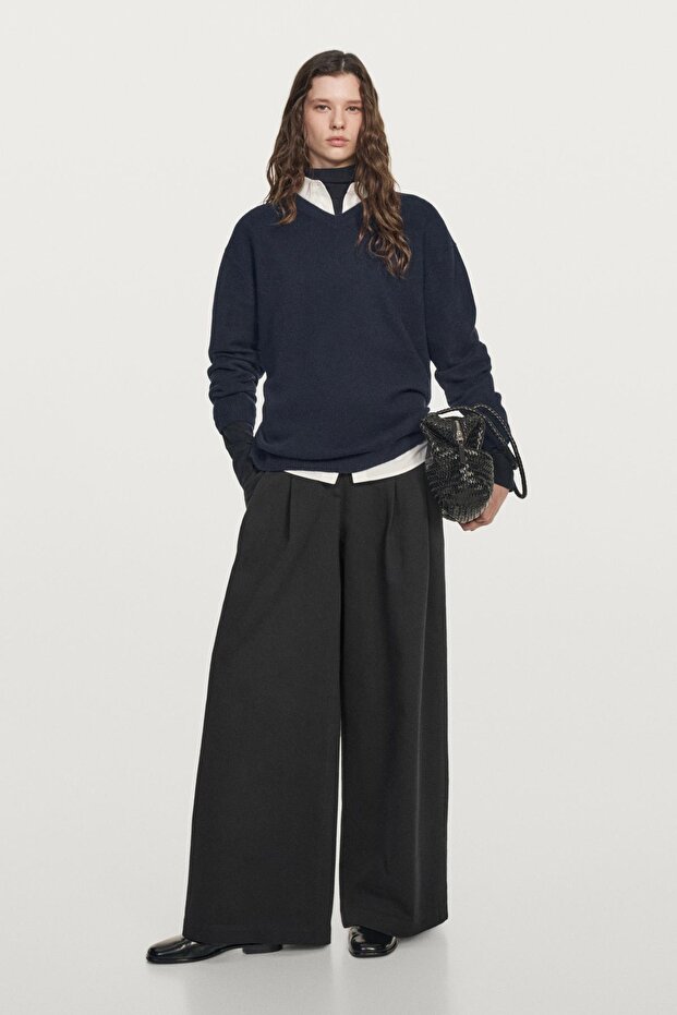 V yaka oversize triko kazak - 1