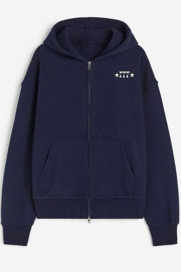 New Season Zip-Up 3-Ply Cotton Smile Printed Sweatshirt
