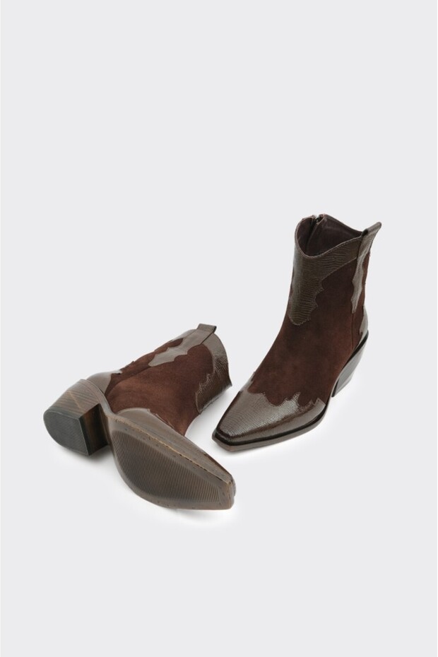 Hakiki Deri Fermuarlı Kadın Bot - 5