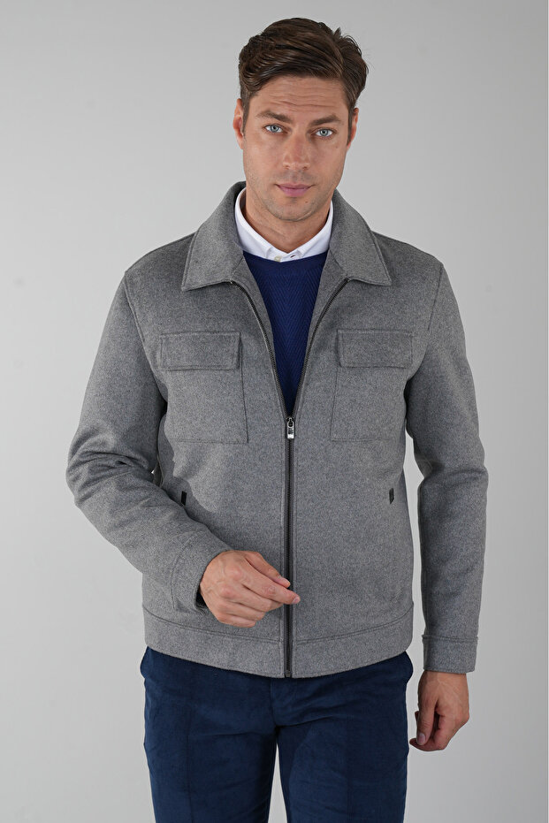 Men's Short Cashmere Coat Gray