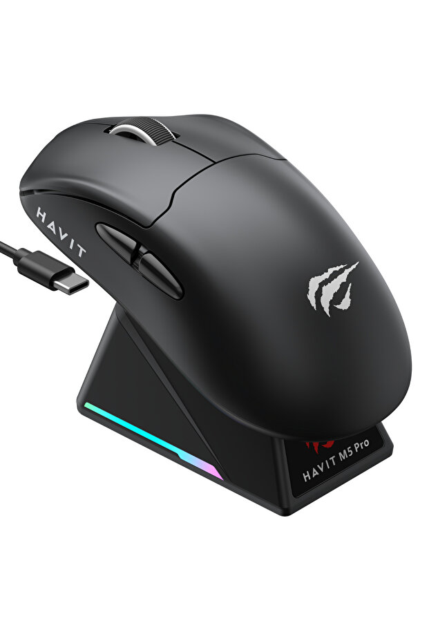 Gamenote M5 PRO Superlight Kablosuz Gaming Mouse - 30.000 DPI, PAW3950 - RGB Şarj Standlı - Ekranlı - 6