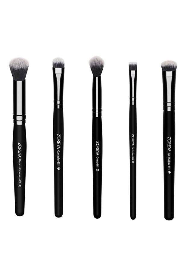 Pro 5 Piece Eye Detail Eyeliner Concealer Makeup Brush Set + Bag