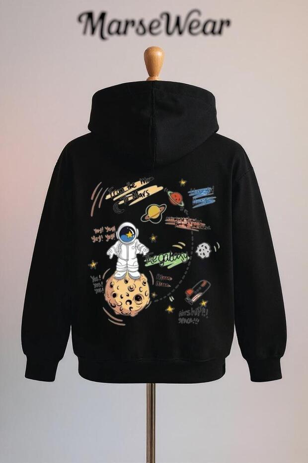Astronaut Printed Cotton 3 Thread O Oversized Sweatshirt