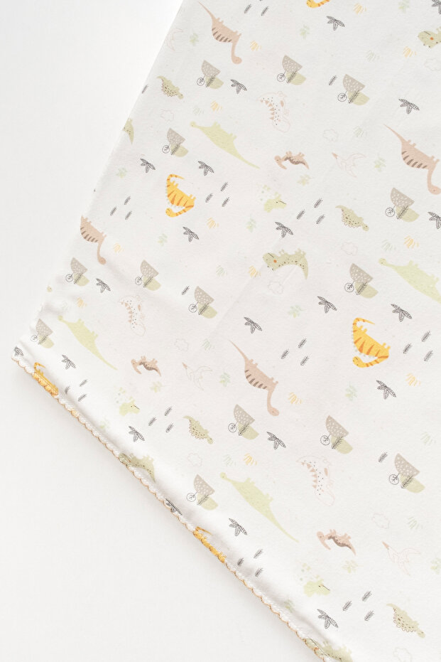 طبقة مزدوجة بنمط ديناصور لطيف مقاس 75x100 سم. بطانية من الفلانيل - 3