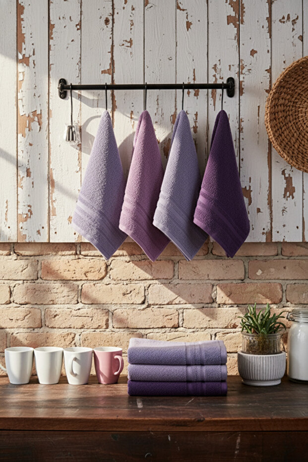 4-Piece Towel Set Hand - Face Towel 30X50 cm | Kitchen Towel | Cotton